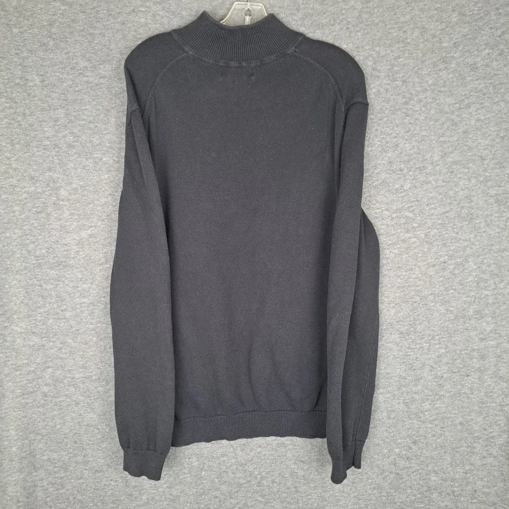 Eddie Bauer Men's Mock Neck Sweater Size LT Quarter Zip Cotton Cashmere Blalck